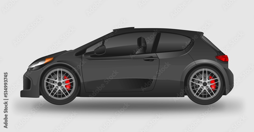 Black  Sports Cars in side view. Vector Illustration