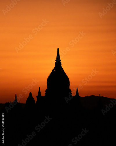 Sunset on a view of Thatbyinnyu temple pagoda in old Bagan  Myanmar