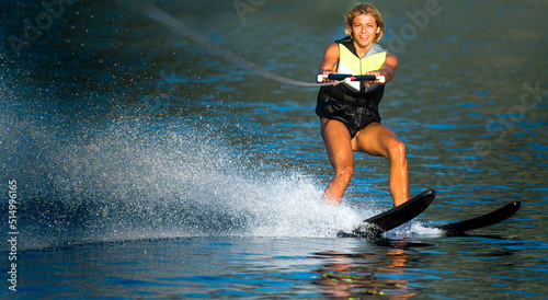 Obraz na plátně water skiing on a sea