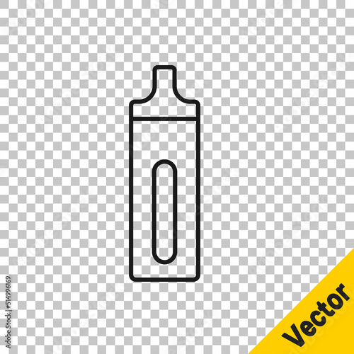 Black line Electronic cigarette icon isolated on transparent background. Vape smoking tool. Vaporizer Device. Vector