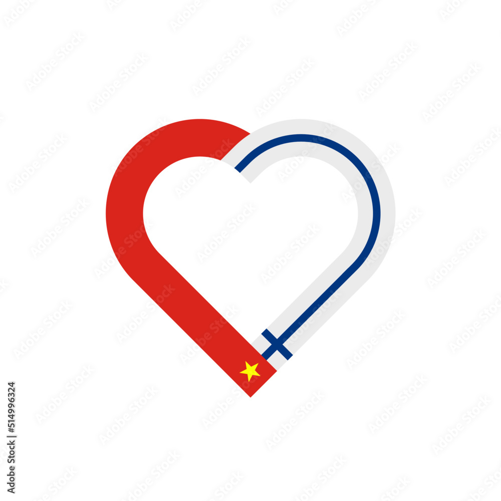 friendship concept. heart ribbon icon of vietnam and finland flags. vector illustration isolated on white background friendship concept. heart ribbon icon of vietnam and finland flags. vector illustration isolated on white background