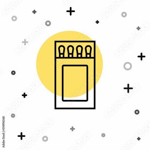 Black line Open matchbox and matches icon isolated on white background. Random dynamic shapes. Vector