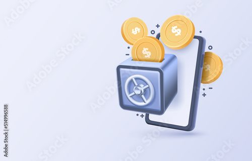 Mobile safe service, financial payment Smartphone mobile screen, technology mobile display. Vector