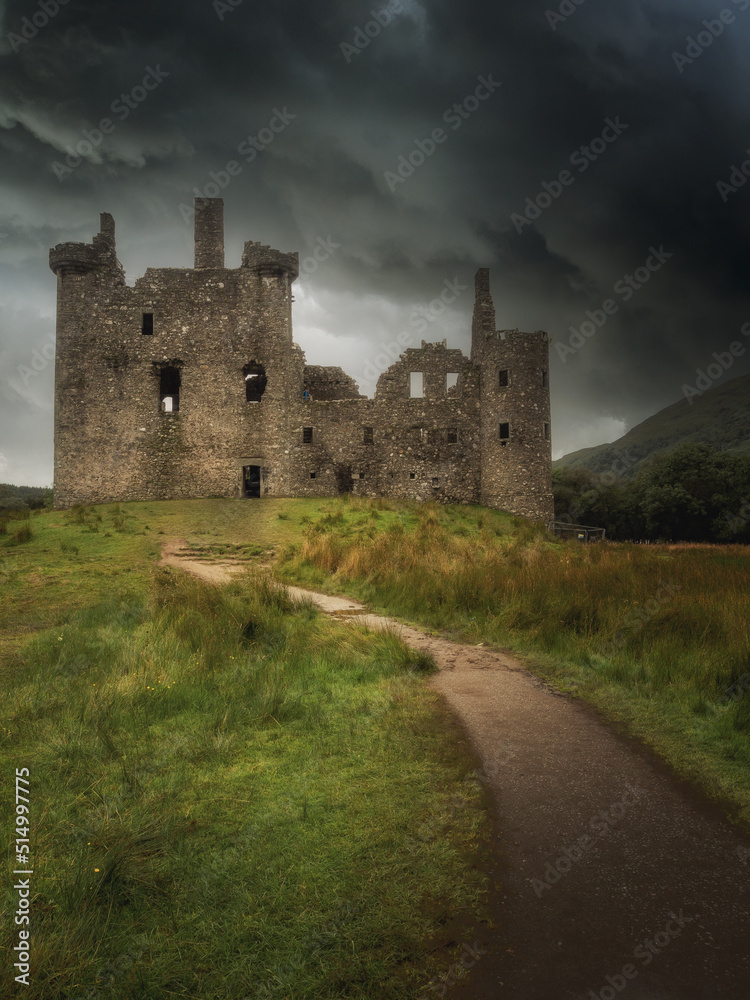 Vertical pic of an ld scottisch castle in the highlands Vertical pic of an ld scottisch castle in the highlands