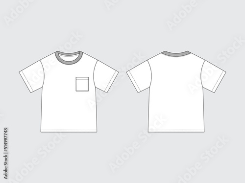 Kids t-shirt with pocket creaw neck blank template 