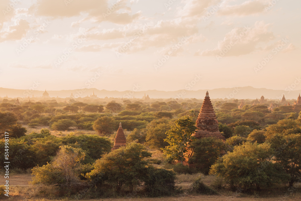 Stupa in the ancient archeological city of Bagan, Myanmar before sunset