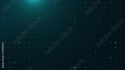 Animation of blue squares with white markers over grid background