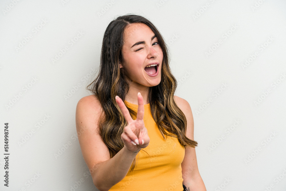 Young caucasian woman isolated on white background showing number two with fingers. Young caucasian woman isolated on white background showing number two with fingers.