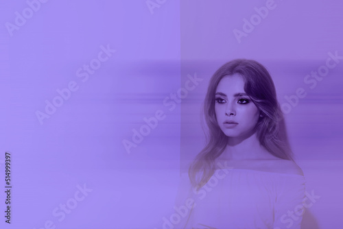 Billede på lærred Teen woman with symptoms of depression and mental disorder, blur effect