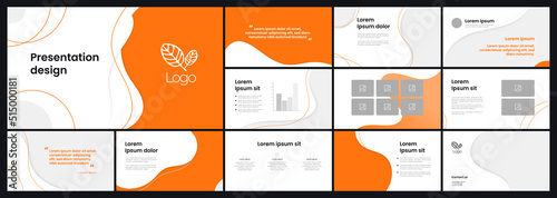 Set of modern powerpoint presentation templates. Presentation design, portfolio vector templates with flowing colorful trendy gradients of geometric shapes. Slide page, flyer, website, company profile