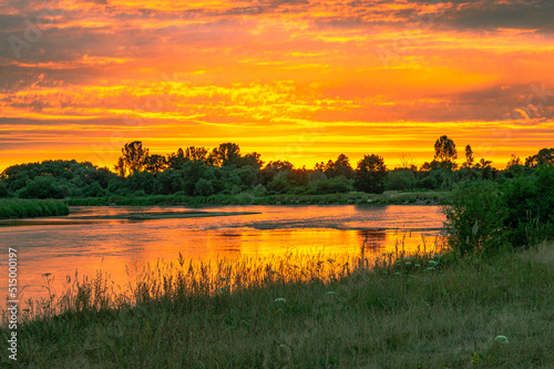 fiery sunset river bug july