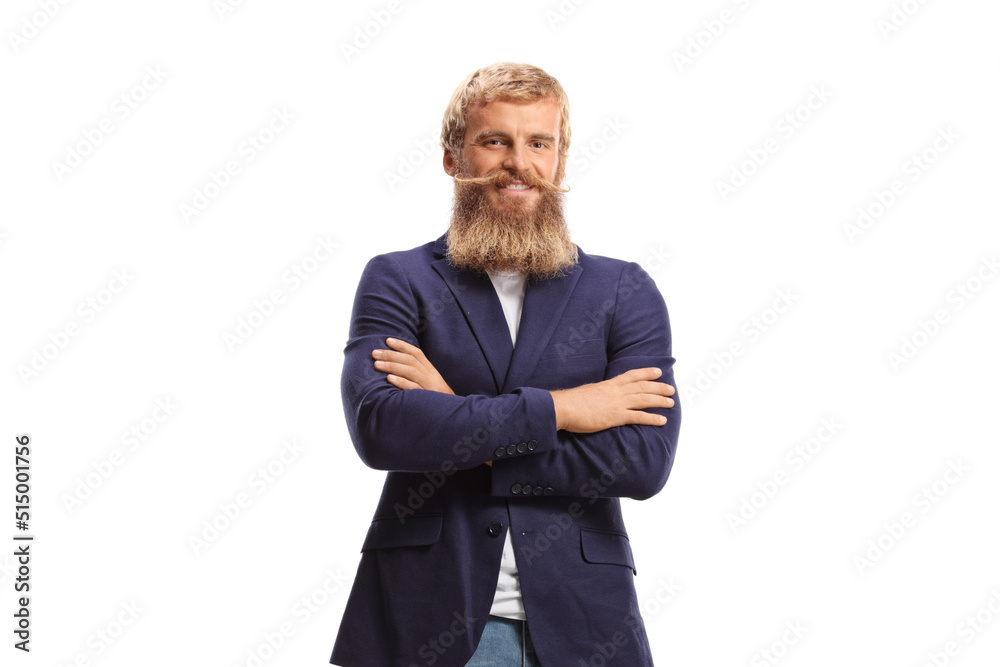 Young man with blond beard and mustaches posing Young man with blond beard and mustaches posing