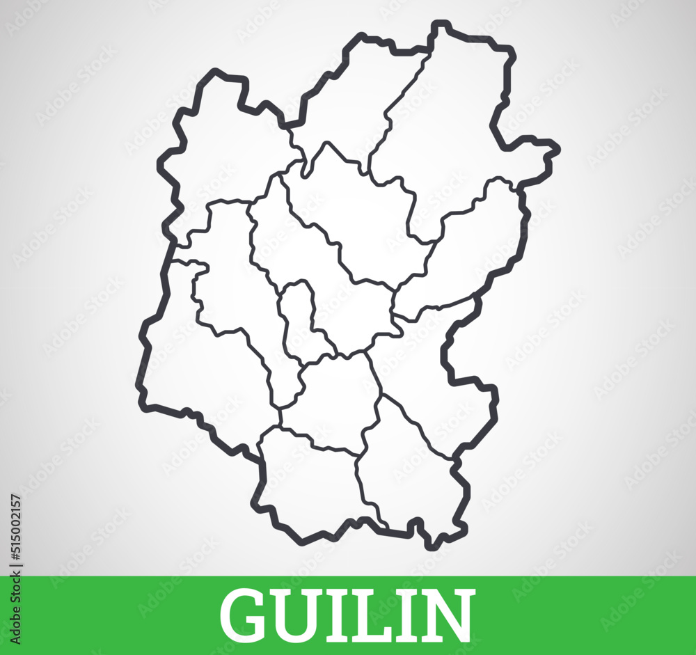 Obraz premium Simple outline map of Guilin. Vector graphic illustration.