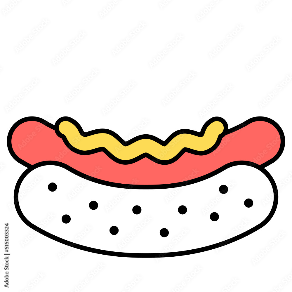 hotdog thin outline with saturated color icon hotdog thin outline with saturated color icon