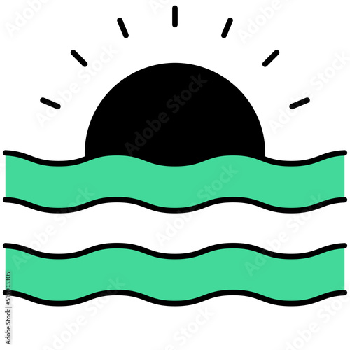 sunlight thin outline with saturated color icon