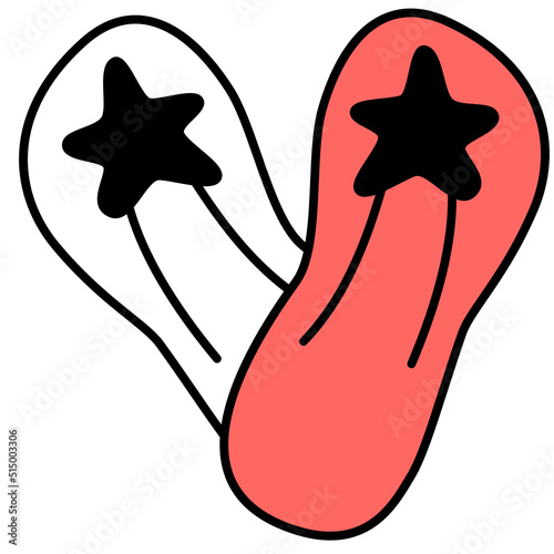 flip flop thin outline with saturated color icon