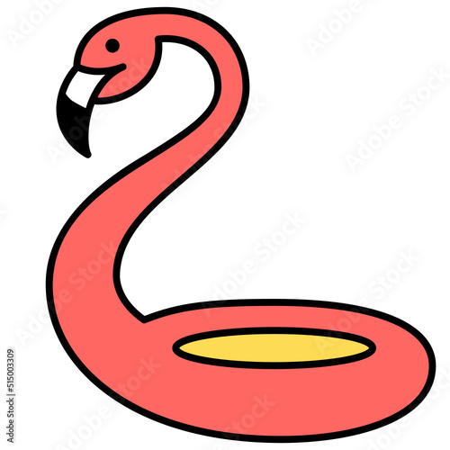 flamingo thin outline with saturated color icon