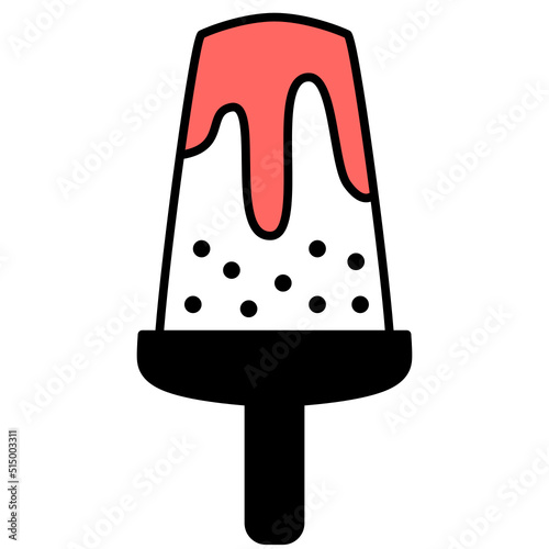 popsicle thin outline with saturated color icon