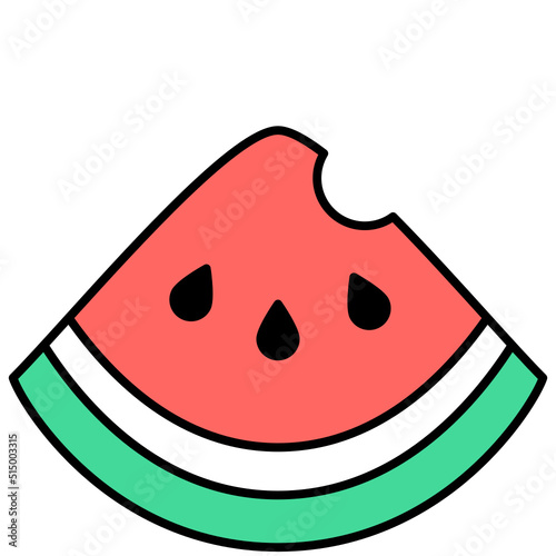 watermelon thin outline with saturated color icon
