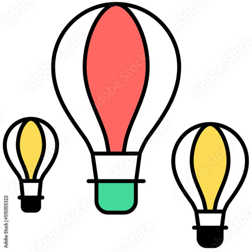 balloon thin outline with saturated color icon