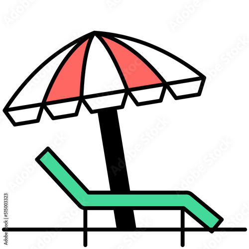 umbrella thin outline with saturated color icon