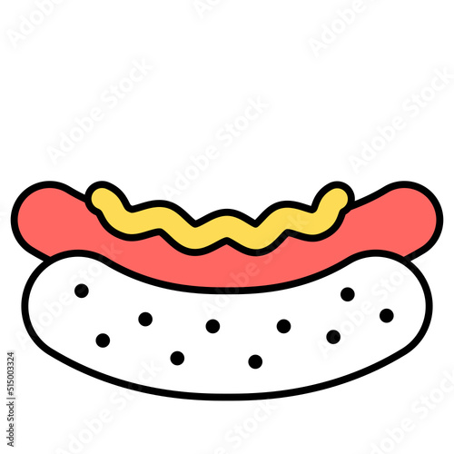 hotdog thin outline with saturated color icon