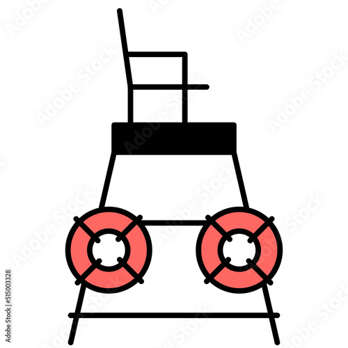 lifeguard thin outline with saturated color icon