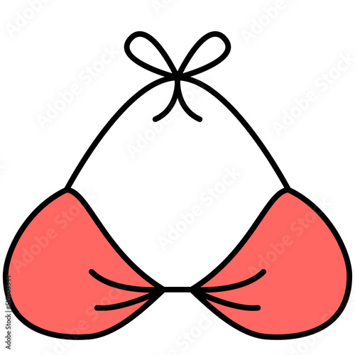 bikini thin outline with saturated color icon