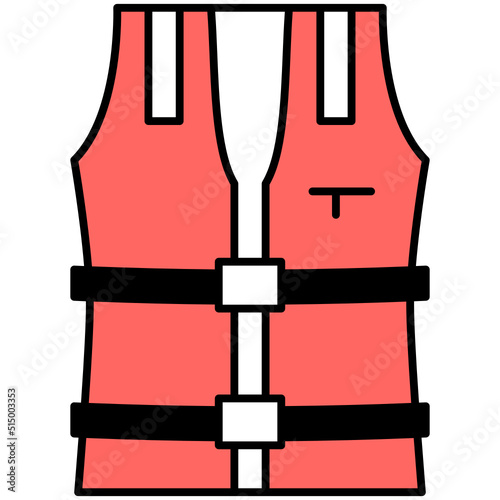 lifejacket thin outline with saturated color icon