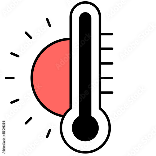thermometer thin outline with saturated color icon