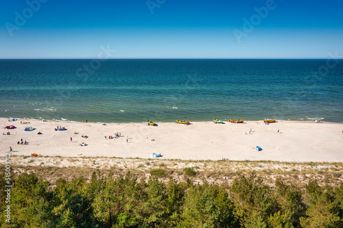 Aerial landscape of the beach in Debki by the Baltic Sea at summer. Poland. © Patryk Kosmider