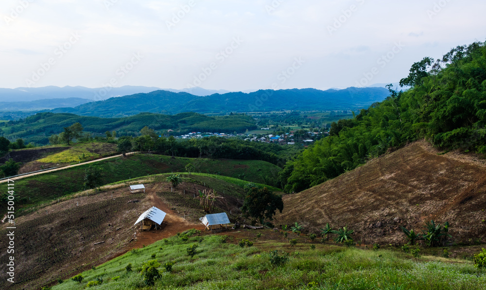 An aerial view of the endless greenery of CHIANGRAI, a view of Mae Ngern Chiang Saen Subdistrict.