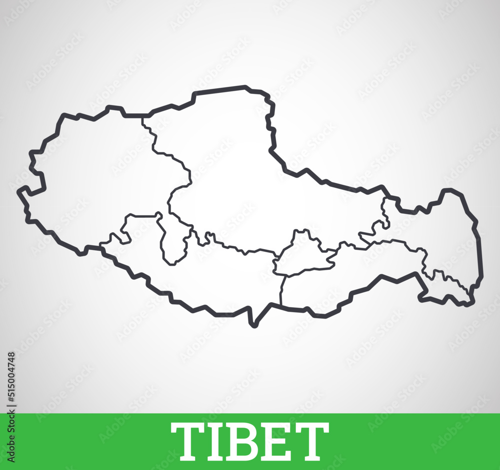 Simple outline map of Tibet. Vector graphic illustration.