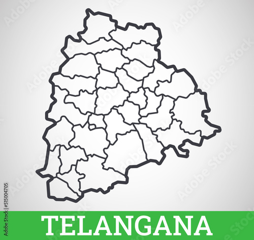 Simple outline map of Telangana, India. Vector graphic illustration.
