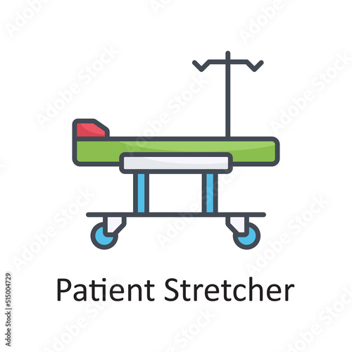 Patient Stretcher vector filled outline Icon Design illustration on White background. EPS 10 File