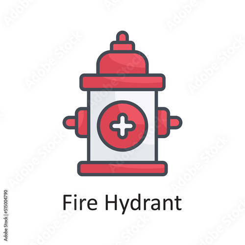 Fire Hydrant vector filled outline Icon Design illustration on White background. EPS 10 File