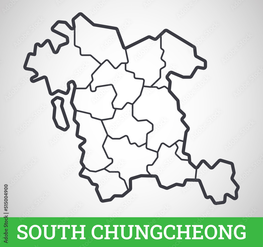 Simple outline map of South Chungcheong, South Korea. Vector graphic illustration.