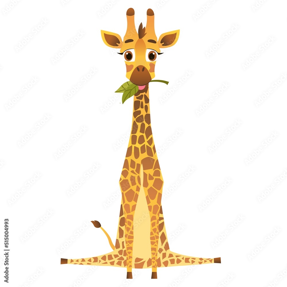 Cute Cartoon Giraffe Vector Illustration On White Isolated Background 