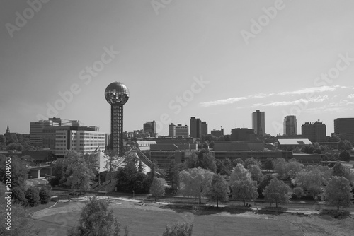 Knoxville Tennessee Downtown Skyline in Black and White