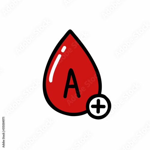blood type doodle icon, vector color line illustration