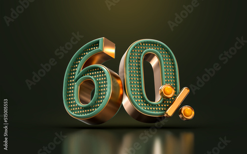 Tableau sur toile gold luxury 60 percent of number discount template background 3d render concept