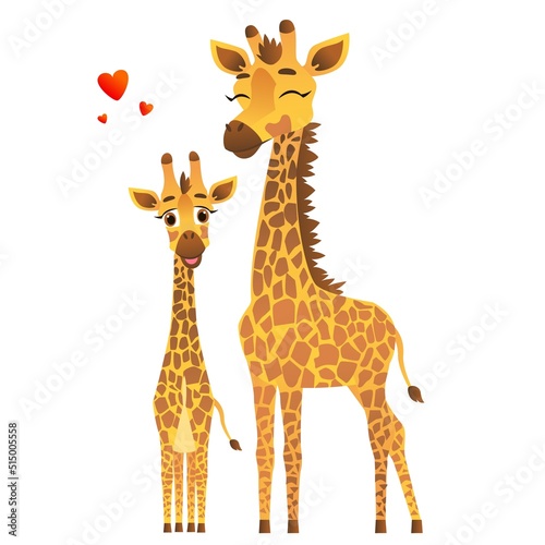 Photography Mom and baby giraffes loving each other