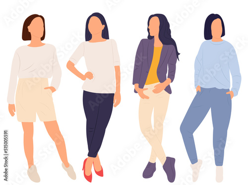 women on white background in flat design isolated   vector