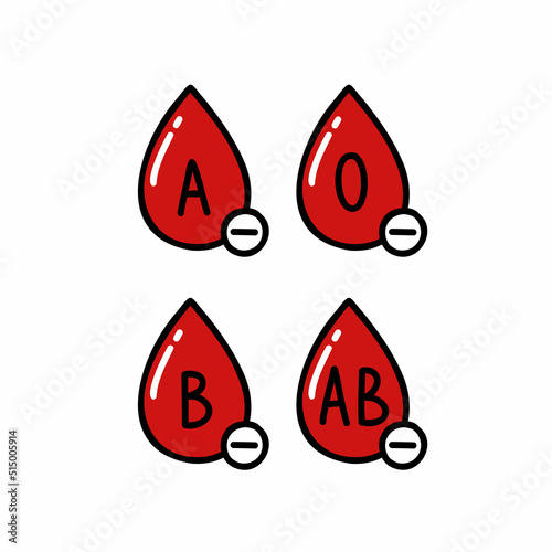 blood types doodle icon, vector color line illustration