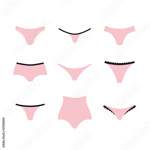Different types of women's panties in pink.