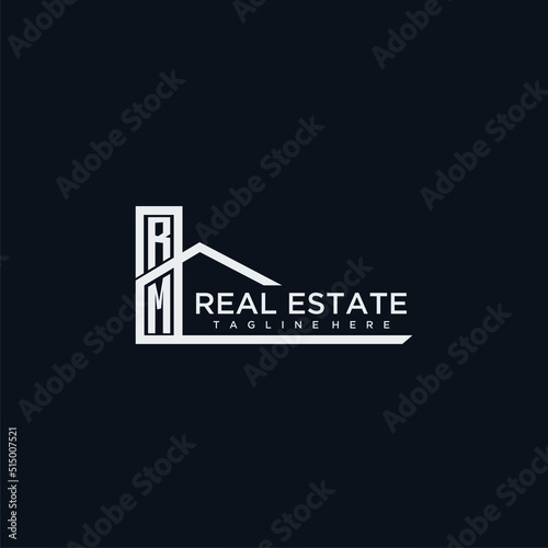 RM initial monogram logo for real estate with creative home image