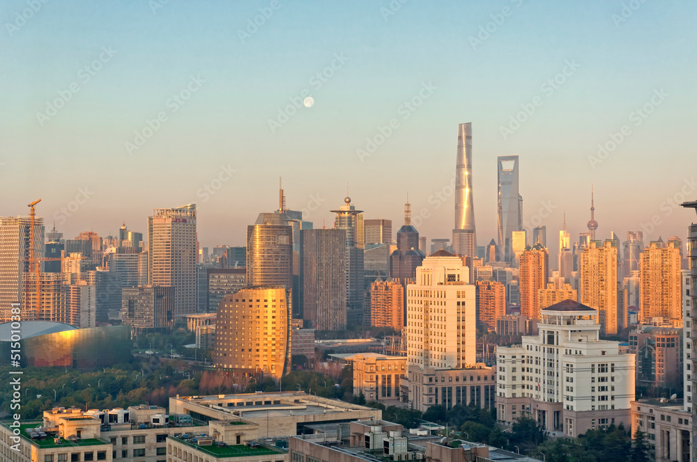 Shanghai Lujiazui China Skyline sunrise
