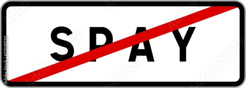 Bilde på lerret Panneau sortie ville agglomération Spay / Town exit sign Spay