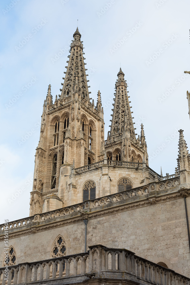 Exterior view of the gothic cathedral of Burgos, Castilla León, Spain.
