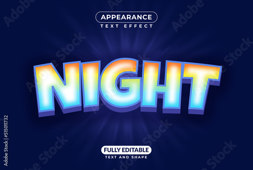 Editable text appearance effect Night Neon Light